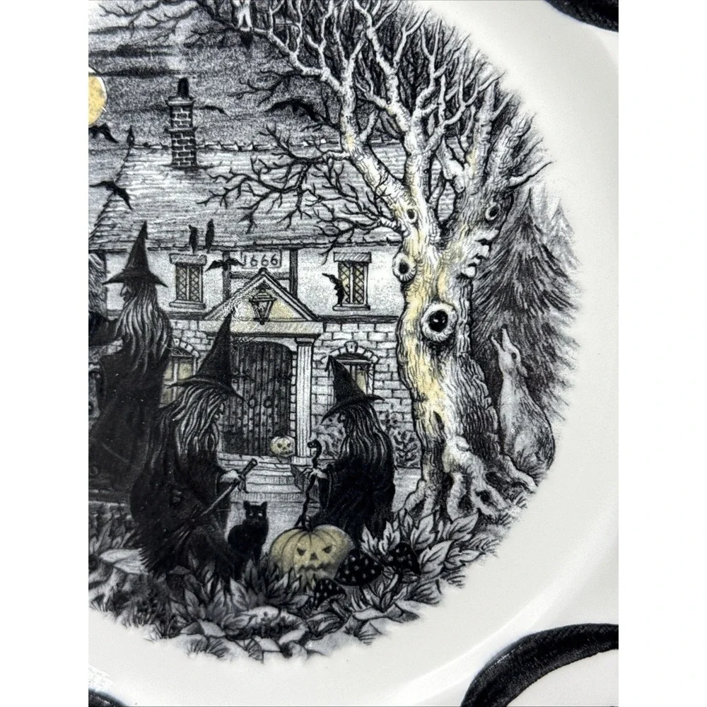 The Witches Coven Dinner Plates By Royal Stafford Halloween 11 Inch Set Of 4 New